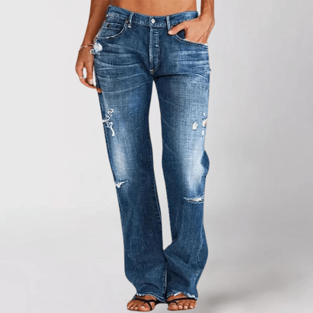 Women's Baggy Jeans | Relaxed Fit Wide-Leg Distressed Denim