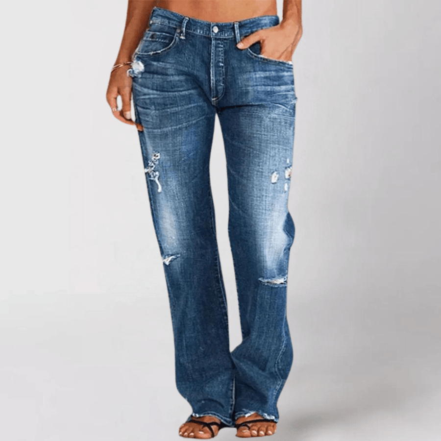 Women's Baggy Jeans | Relaxed Fit Wide-Leg Distressed Denim