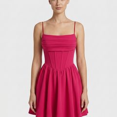 Women's Red Dress | Mini Length Corset Cami Straps