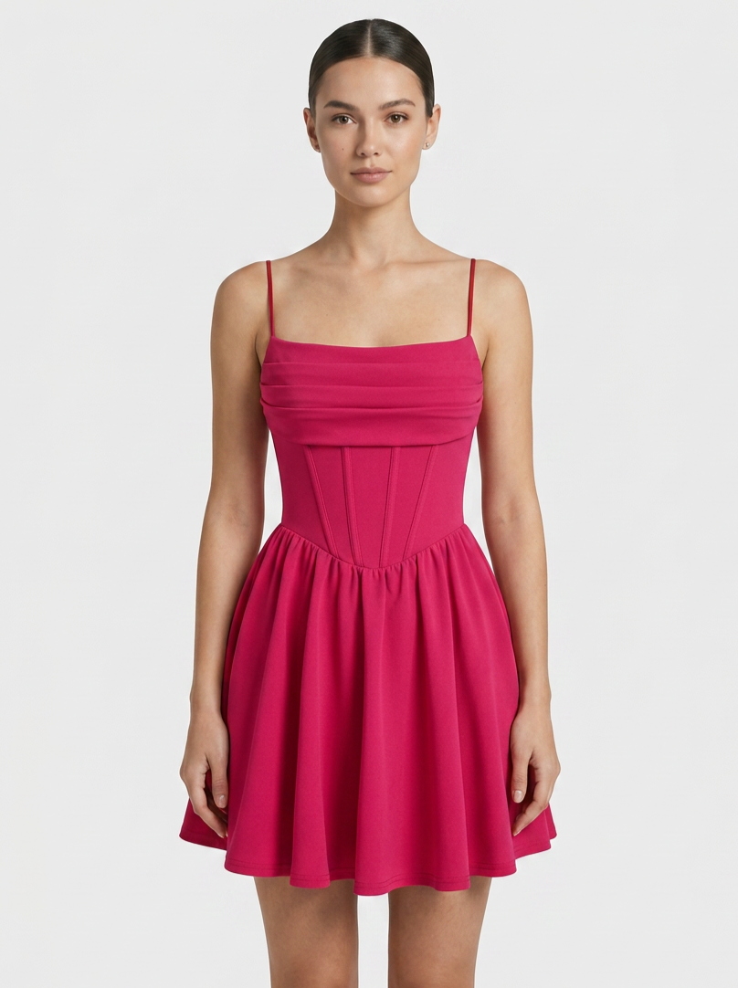 Women's Red Dress | Mini Length Corset Cami Straps