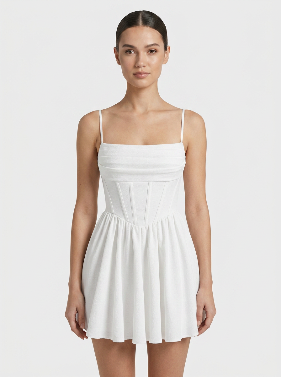 Women's Red Dress | Mini Length Corset Cami Straps