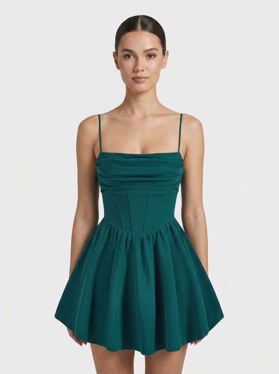 Women's Red Dress | Mini Length Corset Cami Straps