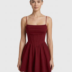 Women's Red Dress | Mini Length Corset Cami Straps