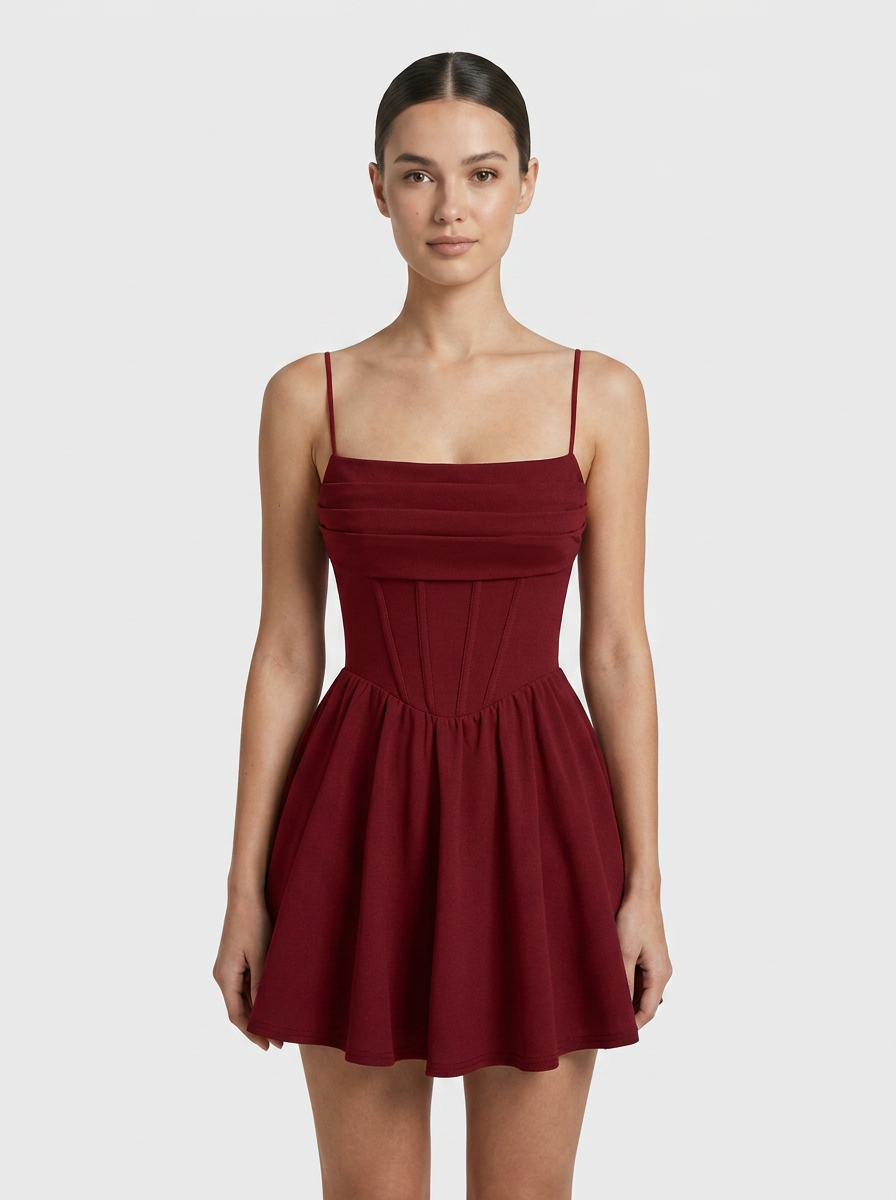 Women's Red Dress | Mini Length Corset Cami Straps