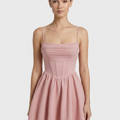 Women's Red Dress | Mini Length Corset Cami Straps