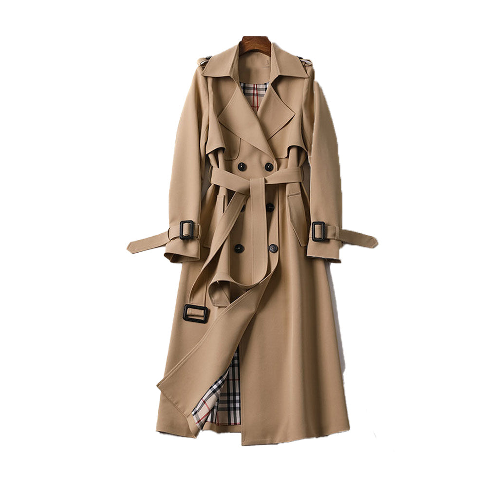 Women's Trench Coat | Double-Breasted Belt Buckle Cuffs