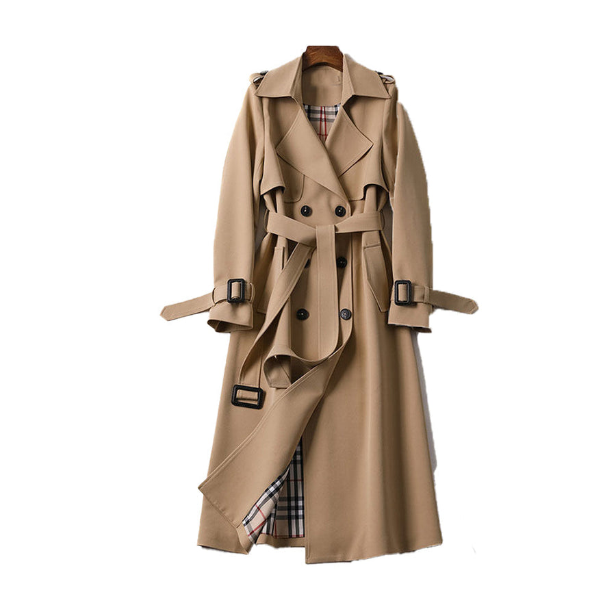 Women's Trench Coat | Double-Breasted Belt Buckle Cuffs