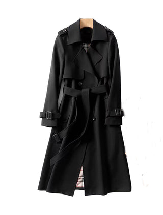 Women's Trench Coat | Double-Breasted Belt Buckle Cuffs