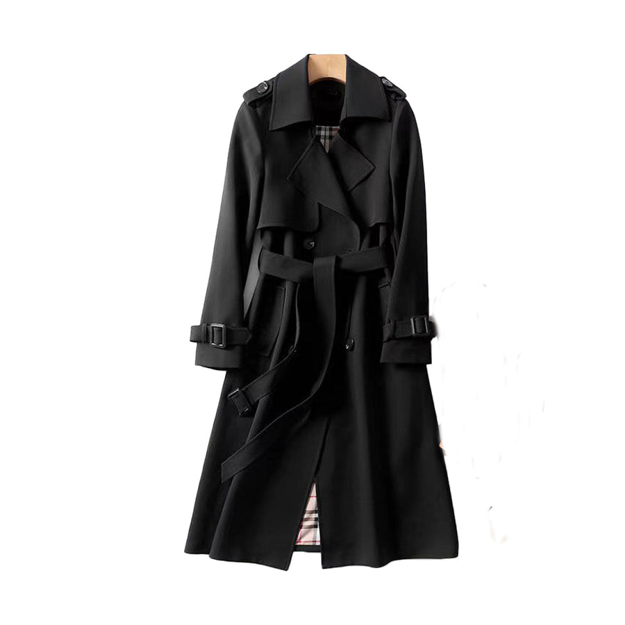 Women's Trench Coat | Double-Breasted Belt Buckle Cuffs