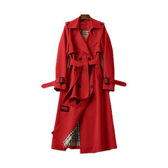 Women's Trench Coat | Double-Breasted Belt Buckle Cuffs