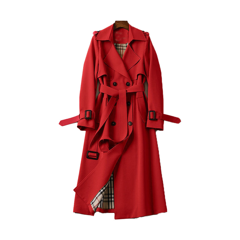 Women's Trench Coat | Double-Breasted Belt Buckle Cuffs