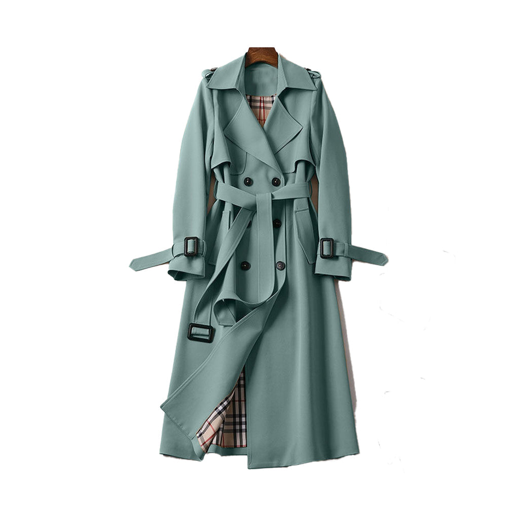 Women's Trench Coat | Double-Breasted Belt Buckle Cuffs