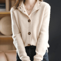 Women's Cashmere Sweater | Collared Button Closure Knit
