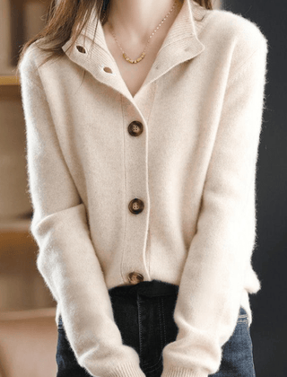 Women's Cashmere Sweater | Collared Button Closure Knit