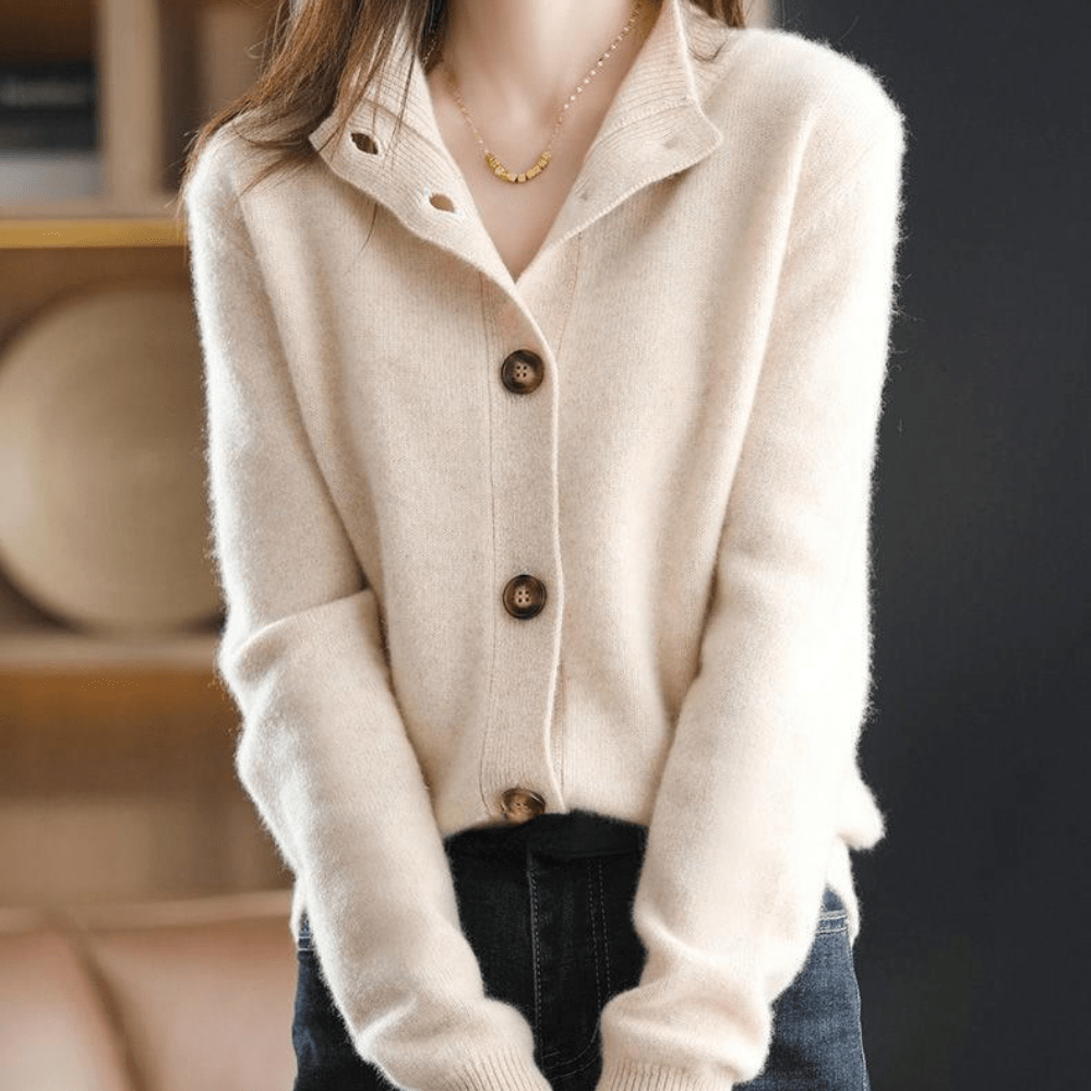 Women's Cashmere Sweater | Collared Button Closure Knit