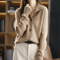 Women's Cashmere Sweater | Collared Button Closure Knit