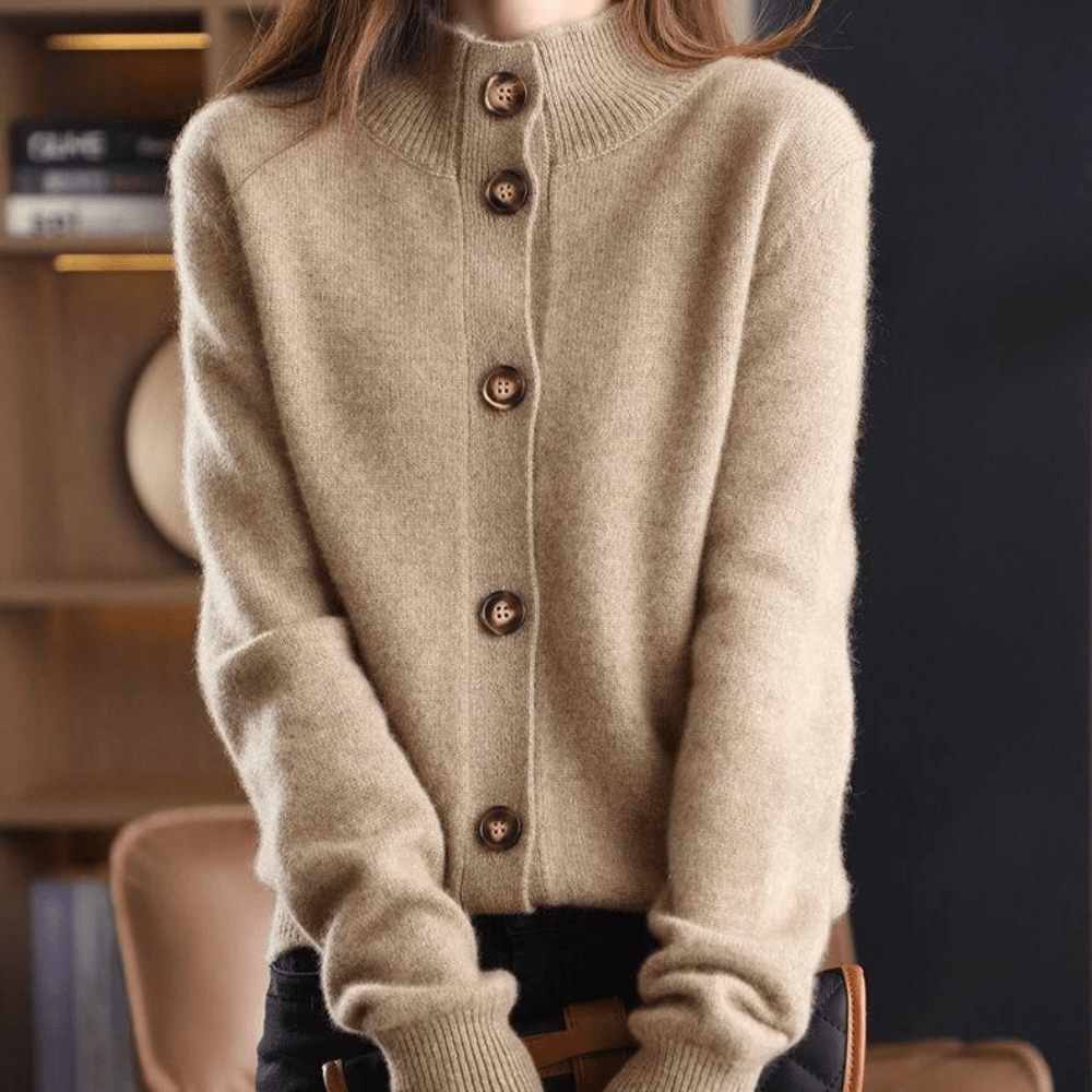 Women's Cashmere Sweater | Collared Button Closure Knit