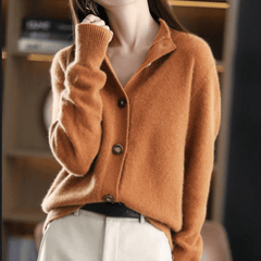 Women's Cashmere Sweater | Collared Button Closure Knit