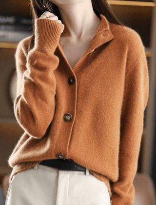 Women's Cashmere Sweater | Collared Button Closure Knit
