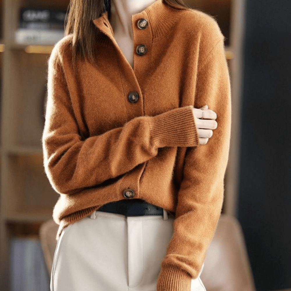 Women's Cashmere Sweater | Collared Button Closure Knit