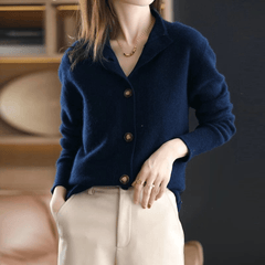 Women's Cashmere Sweater | Collared Button Closure Knit