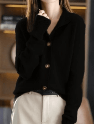 Women's Cashmere Sweater | Collared Button Closure Knit