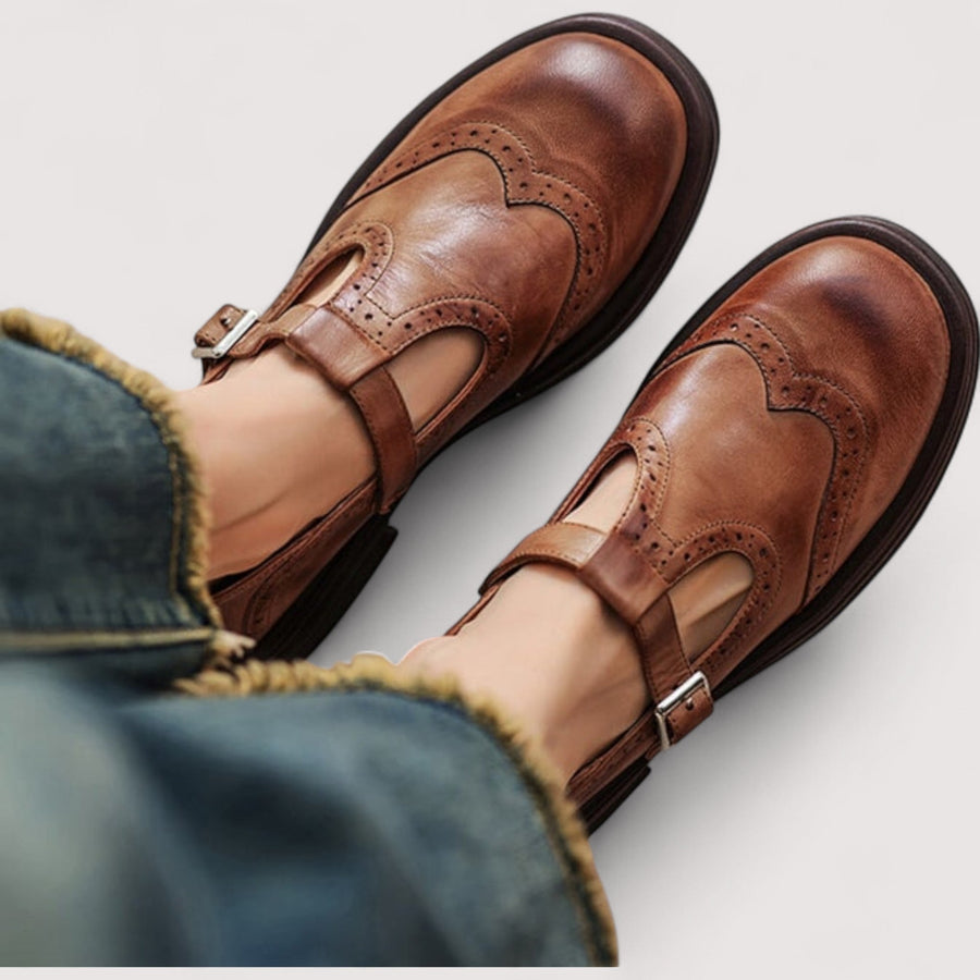 Women's Mary Jane | Rounded Toe Buckle Strap Leather