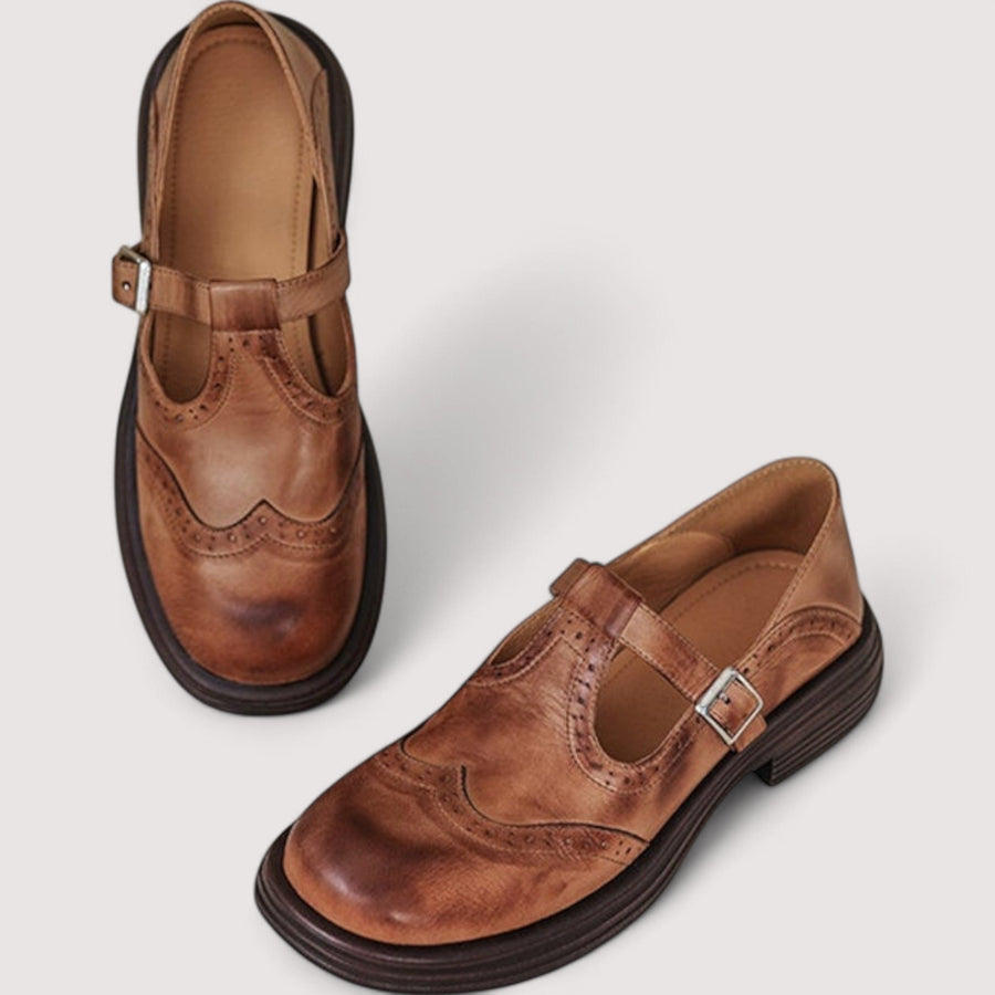Women's Mary Jane | Rounded Toe Buckle Strap Leather