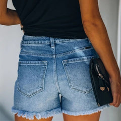 Mid-rise gescheurde denim shorts in de kleur Blauw voor dames in Heritage stijl ideaal voor de herfst.