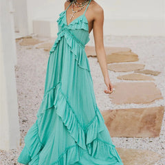 Mirasol | Tiered Ruffle Halter Maxi Dress oaklynwear