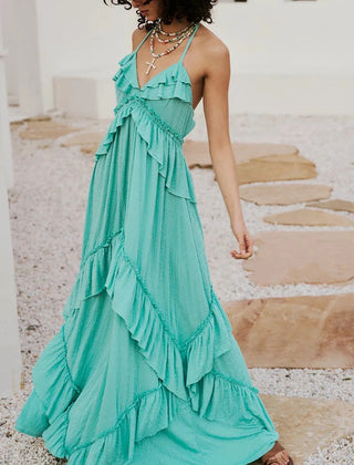 Mirasol | Tiered Ruffle Halter Maxi Dress oaklynwear