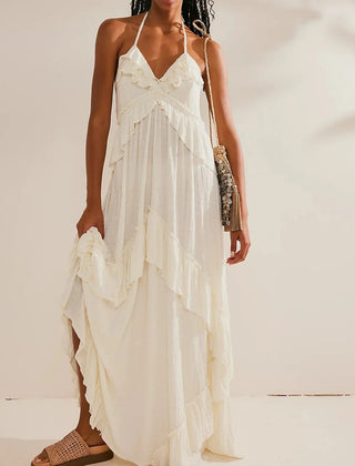 Mirasol | Tiered Ruffle Halter Maxi Dress oaklynwear