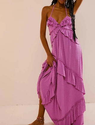 Mirasol | Tiered Ruffle Halter Maxi Dress oaklynwear