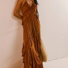 Mirasol | Tiered Ruffle Halter Maxi Dress oaklynwear