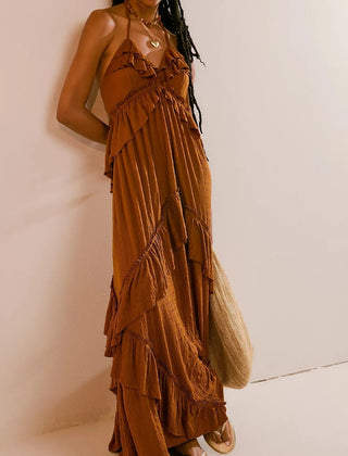 Mirasol | Tiered Ruffle Halter Maxi Dress oaklynwear