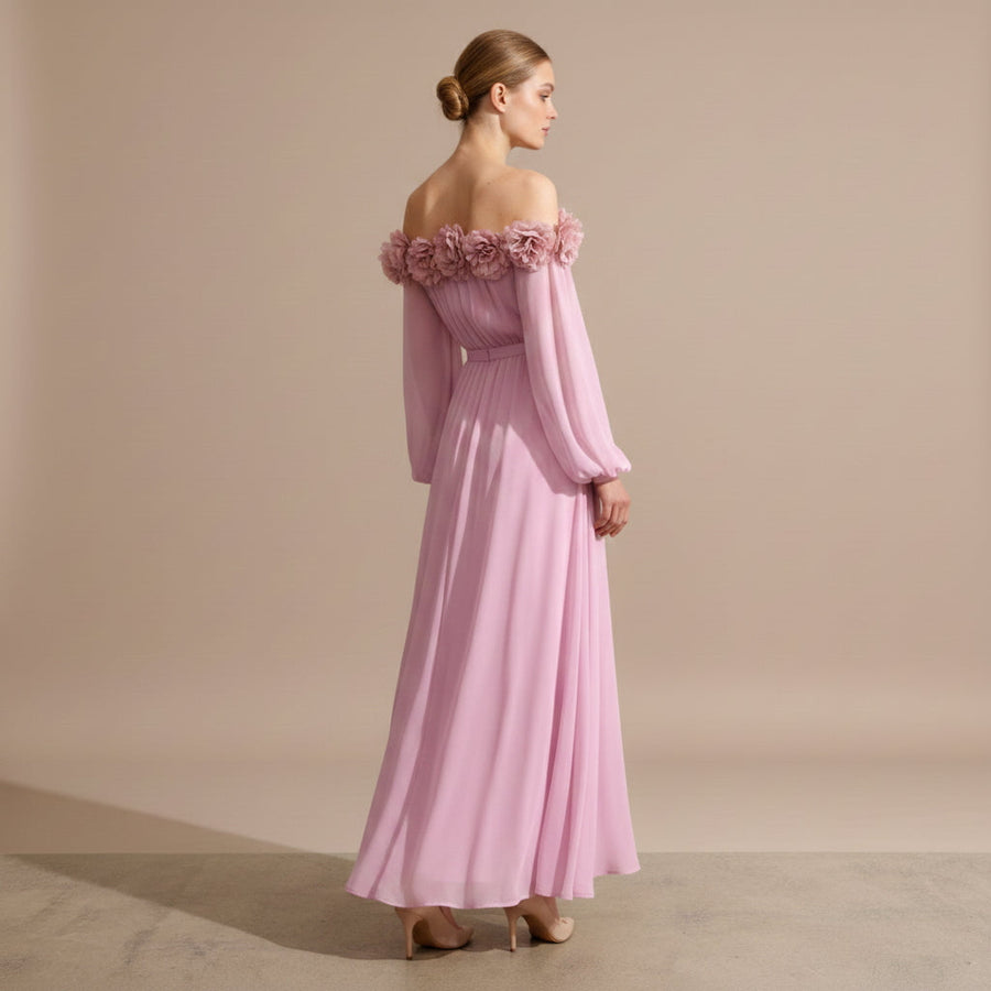 Women's Wedding Guest Dress | Maxi Off-Shoulder Floral