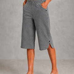 Women's Capri Pants | Relaxed Wide-Leg Elastic Waist Cropped