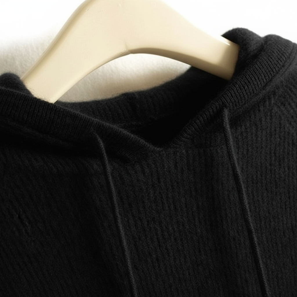 Women's Cashmere Sweatshirt | Hooded Ribbed Knit Long Sleeve