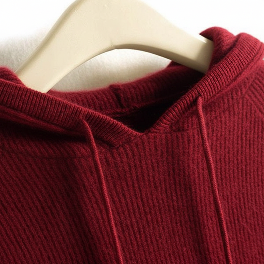 Women's Cashmere Sweatshirt | Hooded Ribbed Knit Long Sleeve