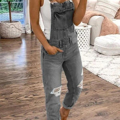 Niki | Women's Ripped Denim Overalls