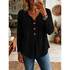 Women's Going Out Top | V-Neck Button Long Sleeve