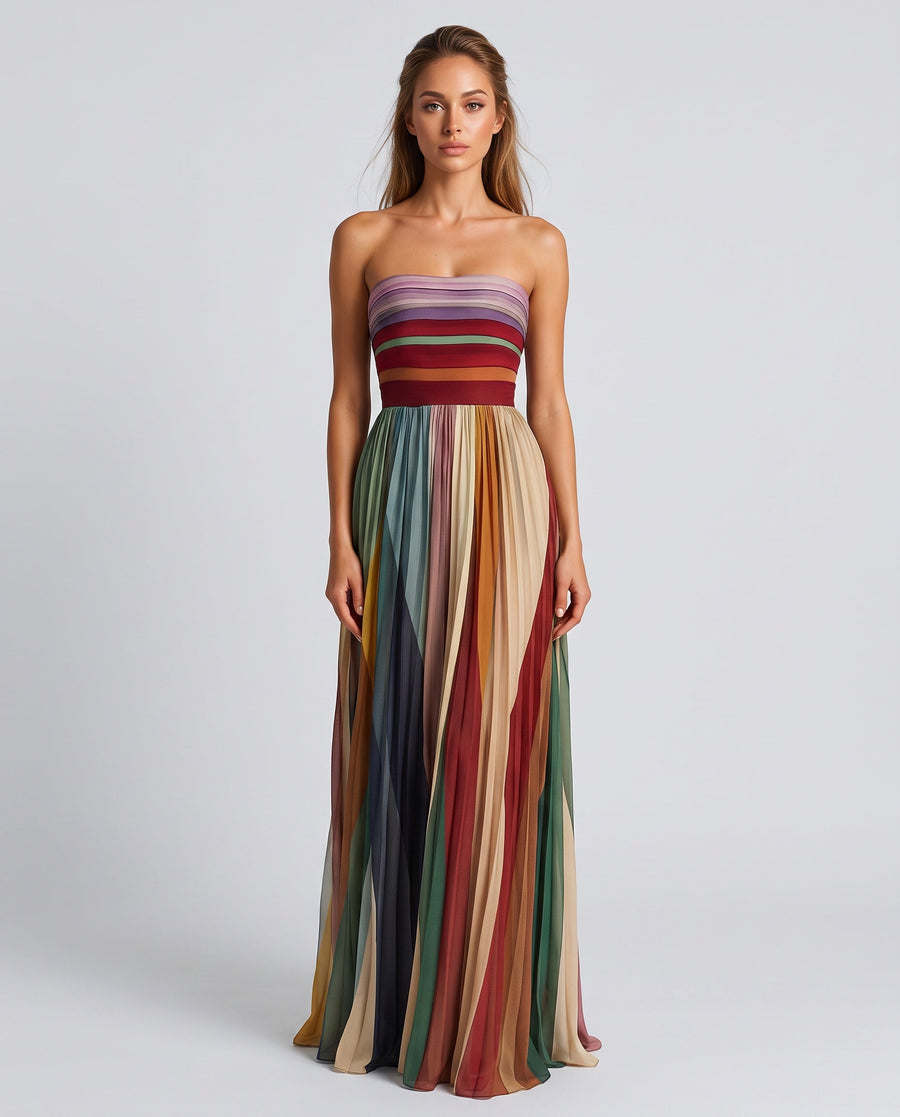 Women's X Mas Dress | Strapless Maxi Pleated