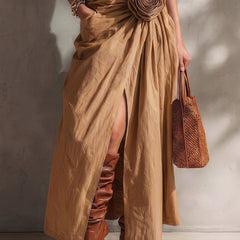 Women's Skort | Midi Length Wrap Closure Linen
