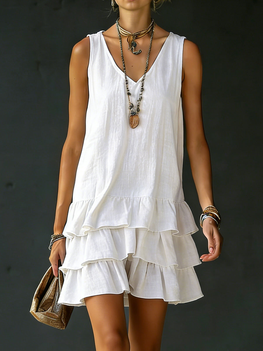 Women's Blue And Black Dress | Maxi V-Neck Sleeveless Ruffled