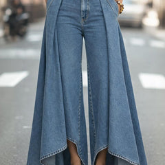 Women's Baggy Jeans | High Waist Wide Leg Pleated Denim