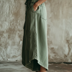 Women's Cargo Pants | Midi Length Drawstring Wide Leg Cotton