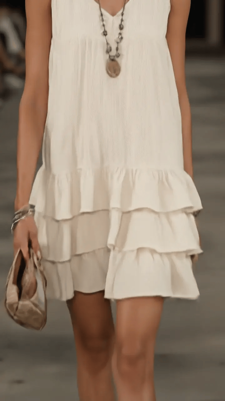Women's Blue And Black Dress | Maxi V-Neck Sleeveless Ruffled