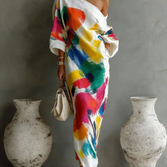 Women's Formal Dress | One-Shoulder Maxi Asymmetric Wrap