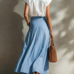 Women's Skort | Midi Length Wrap Closure Linen