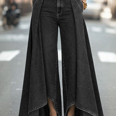 Women's Baggy Jeans | High Waist Wide Leg Pleated Denim